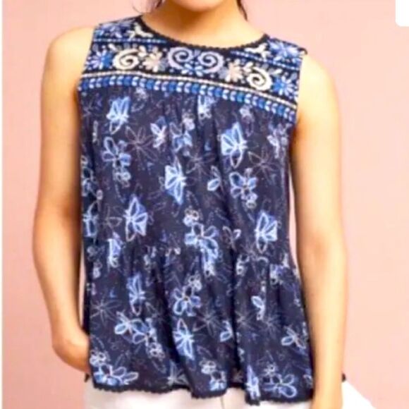 Anthropologie One September Deauville Embroidered Tank Top - Picture 1 of 9